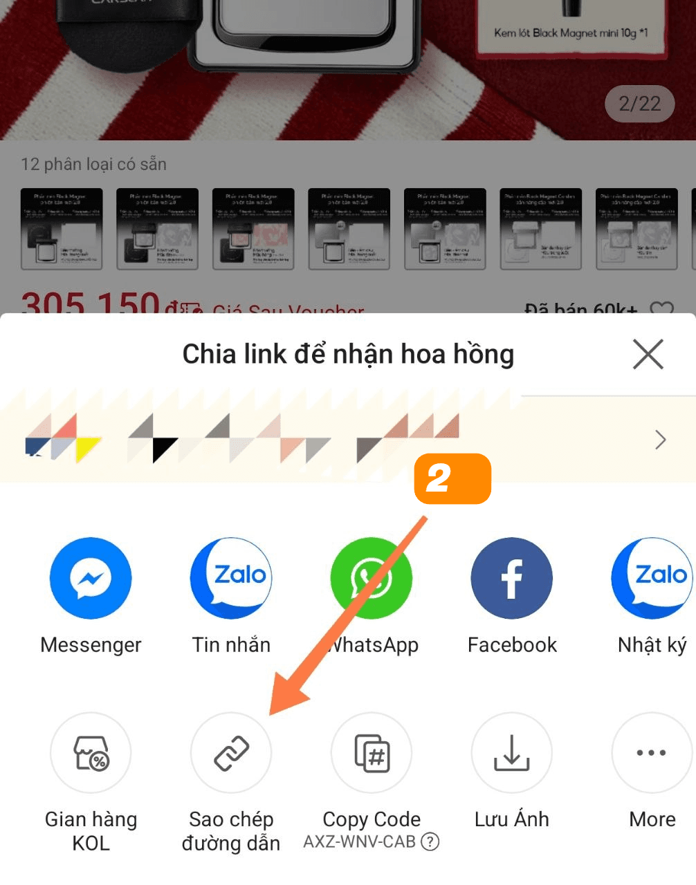Shopee - Sao chép liên kết